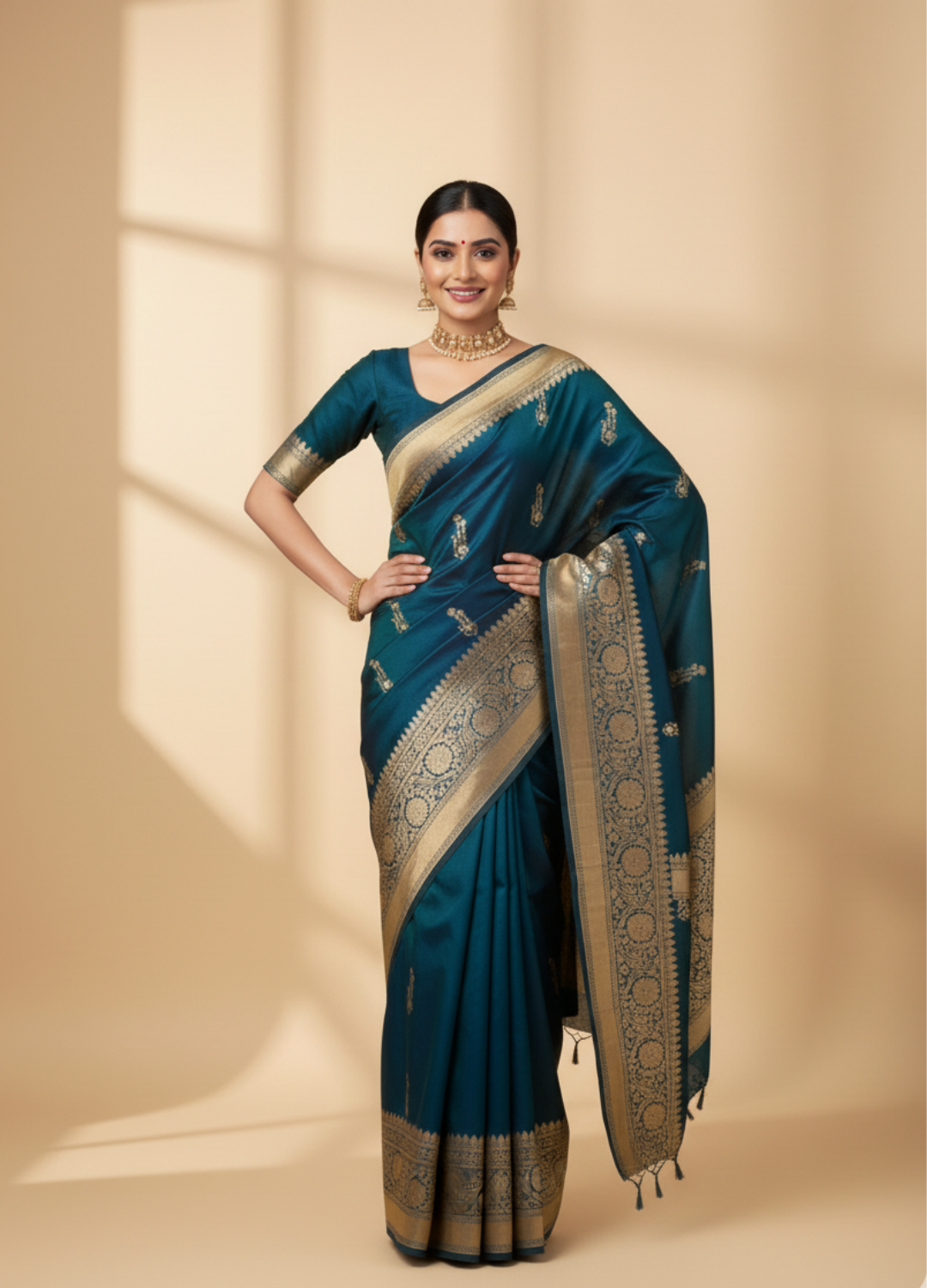 Purl Blue Jamdani Saree