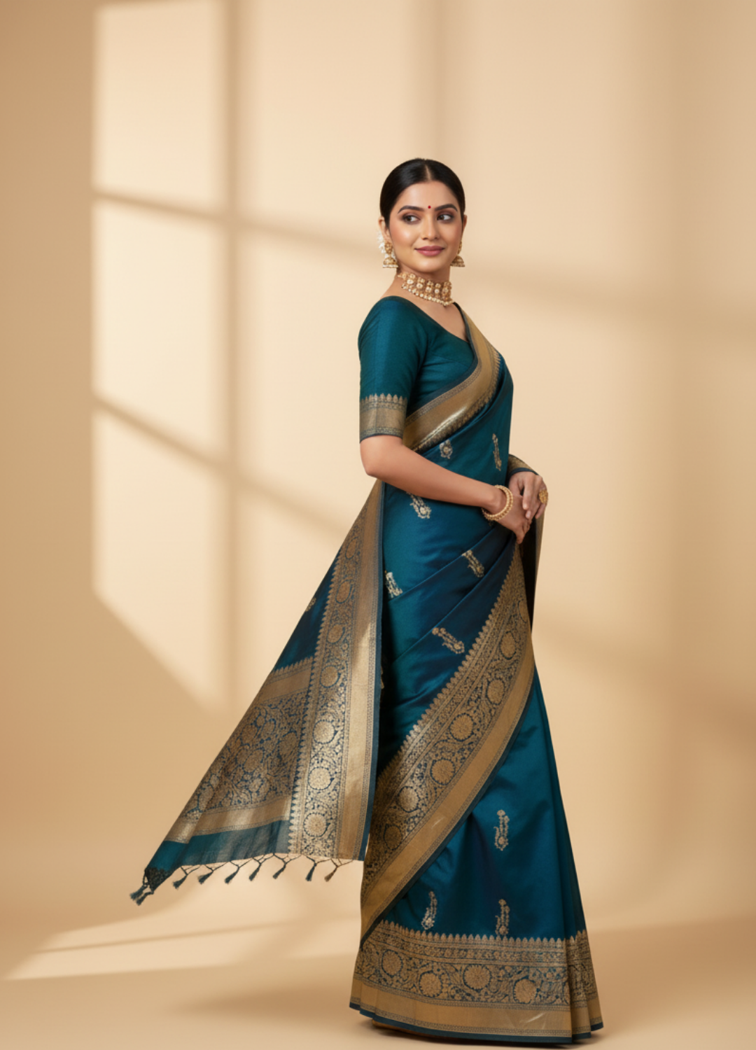 Purl Blue Jamdani Saree