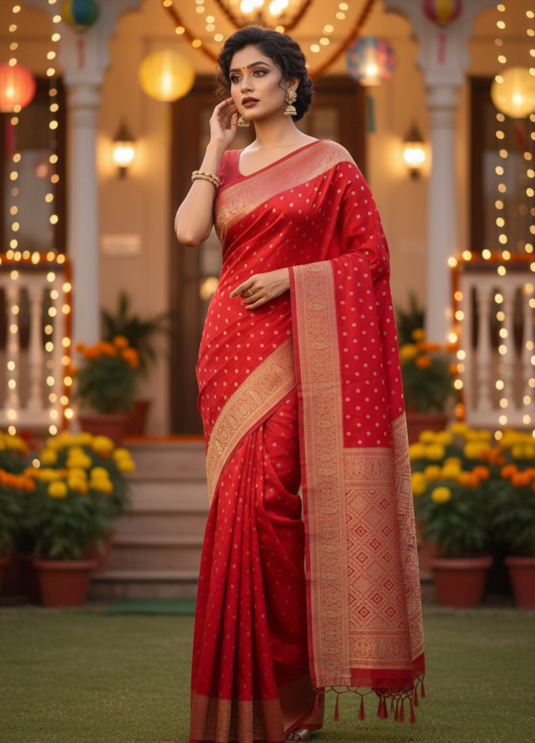 Preminium RedPurl Jamdani