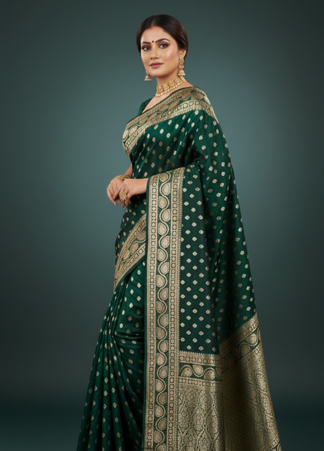 Green Jamdani Saree